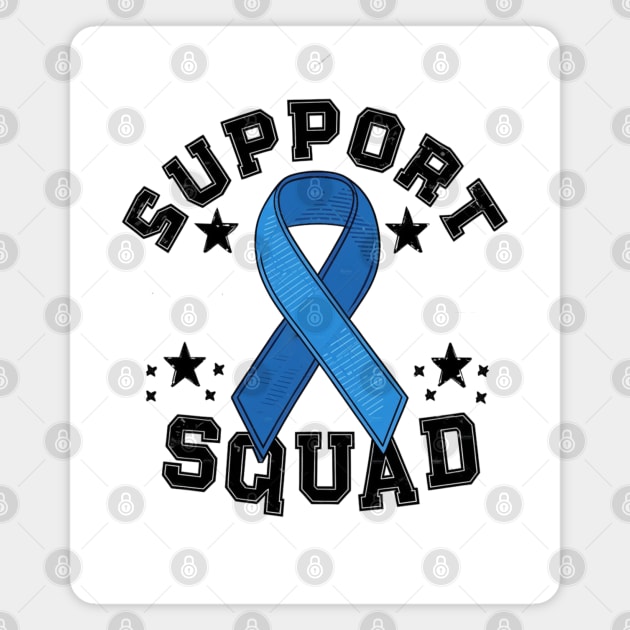 Colon Cancer Awareness " Support Squad " Blue Ribbon Magnet by Pixel Threads 
